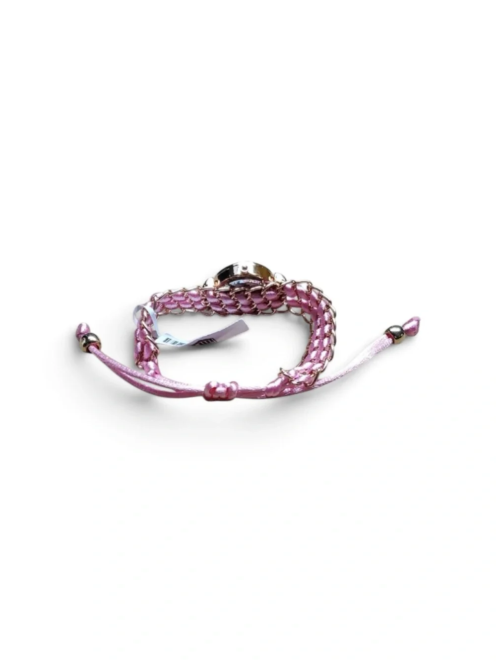 NIB  Montres Prestige Women's Pink Braided Bracelet Watch 25mm